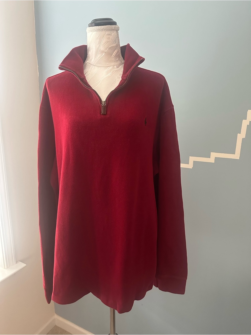 Polo by Ralph Lauren Men’s Red Quarter-Zip Sweater